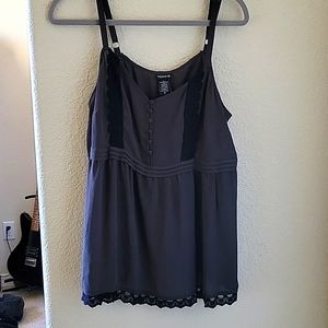 Torrid Grey Black Lace Tank Blouse